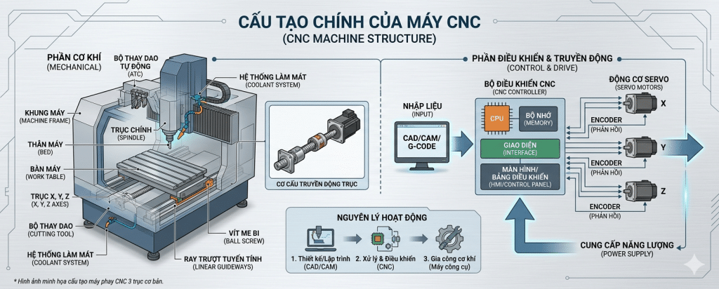 Cấu tạo của máy CNC