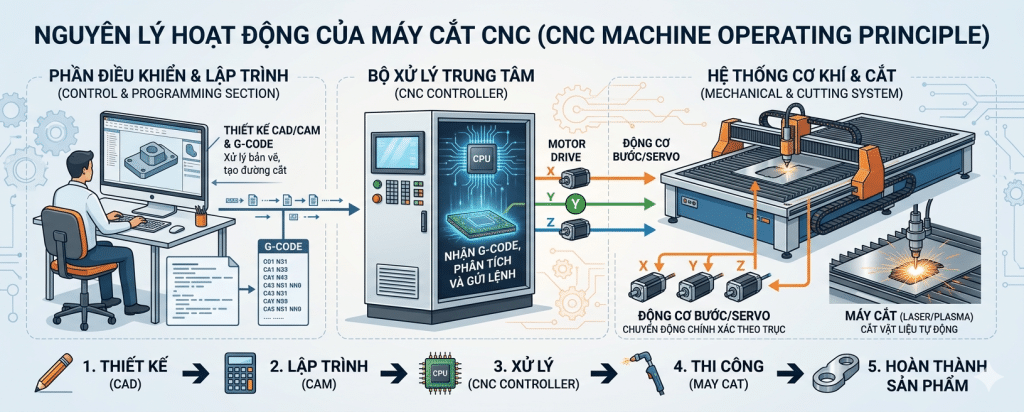 Nguyên lý hoạt động của máy cắt CNC là gì?